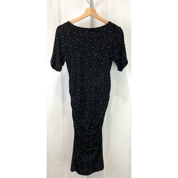 ISABELLA OLIVER  Size 2 US 6 S Amelie T Shirt Maternity Dress Polka Dot Black - Picture 2 of 10